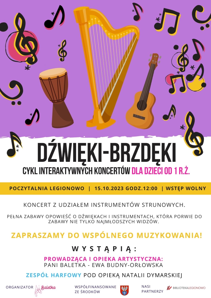 Plakat informujący o wydarzeniu brzdęki dźwięki