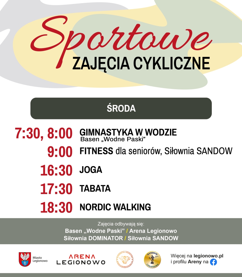 Grafika informująca o zajęciach w ramach Sportowe zajęcia cykliczne