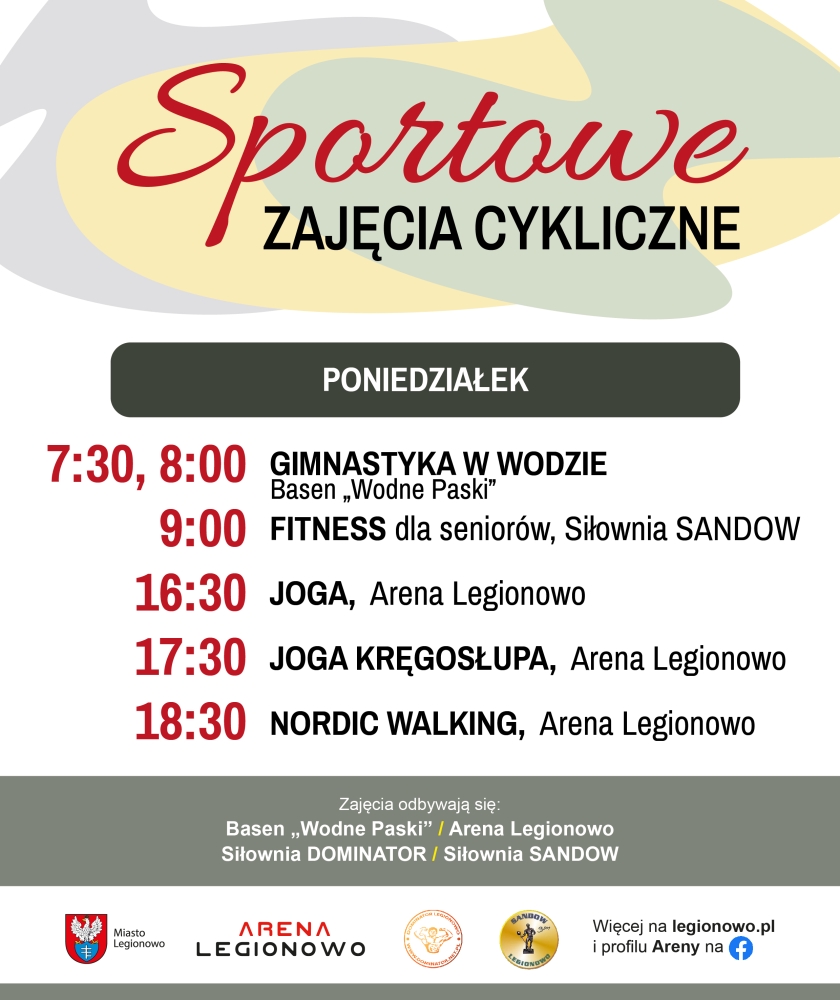 Grafika informująca o zajęciach w ramach Sportowe zajęcia cykliczne