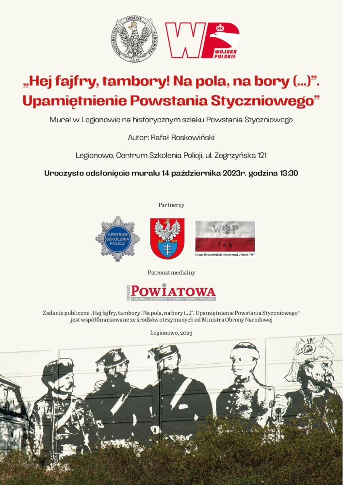 Plakat informujący o otwarciu muralu.