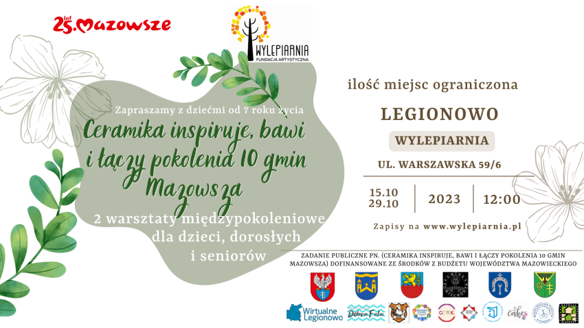 Plakat informujący o warsztatach międzypokoleniowych.