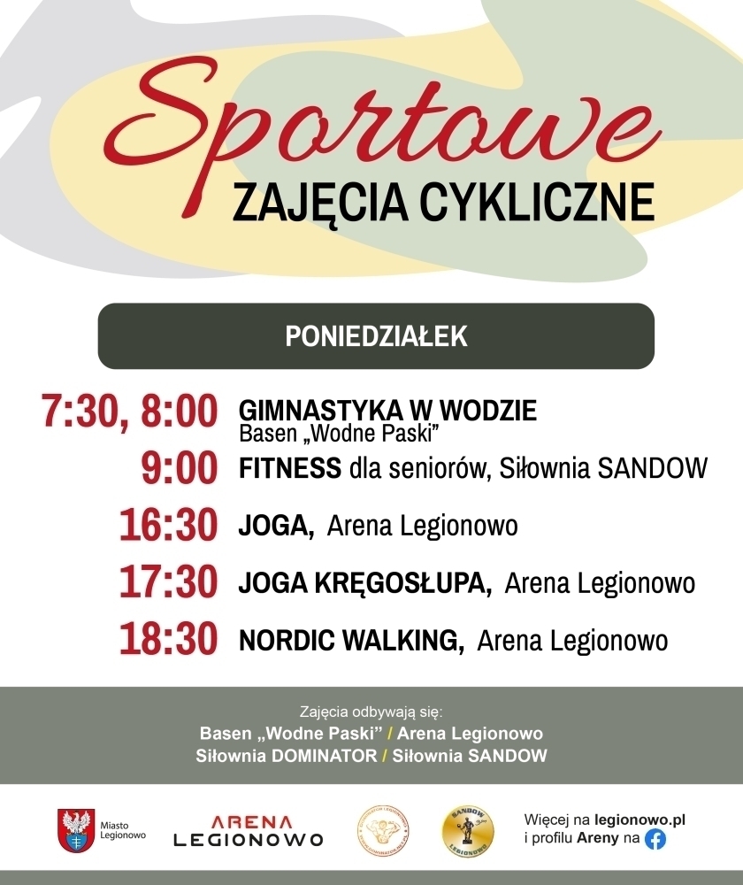 Grafika informująca o zajęciach w ramach Sportowe zajęcia cykliczne