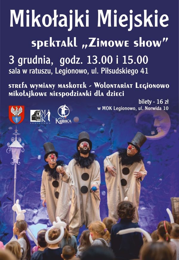 Plakat informujący o miejskich mikołajkach w Legionowie