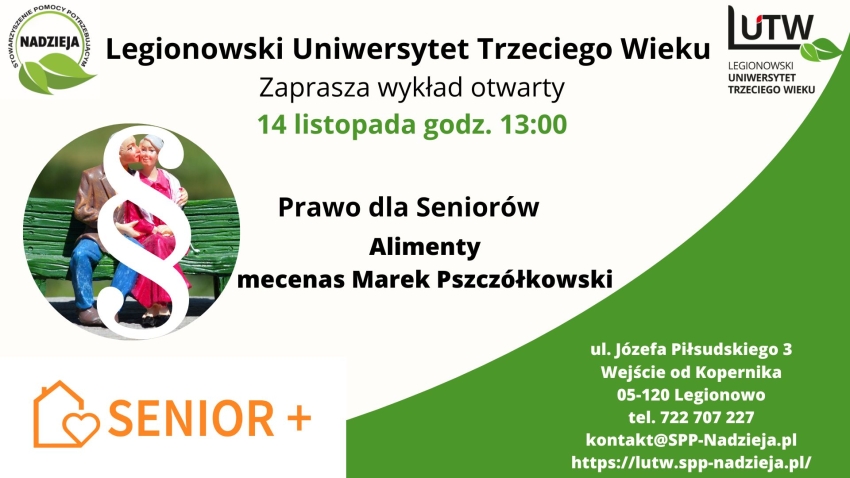 Plakat o wykładzie otwartym legionowskiego UTW.