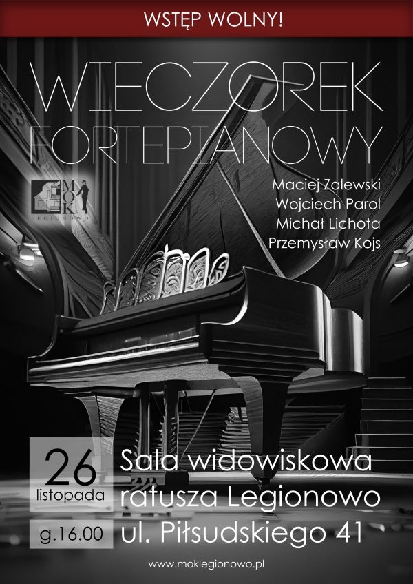 Plakat informujący o wieczorku fortepianowym