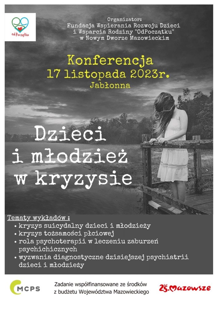 plakat informujący o konferencji Dzieci i Młodzież w kryzysie.