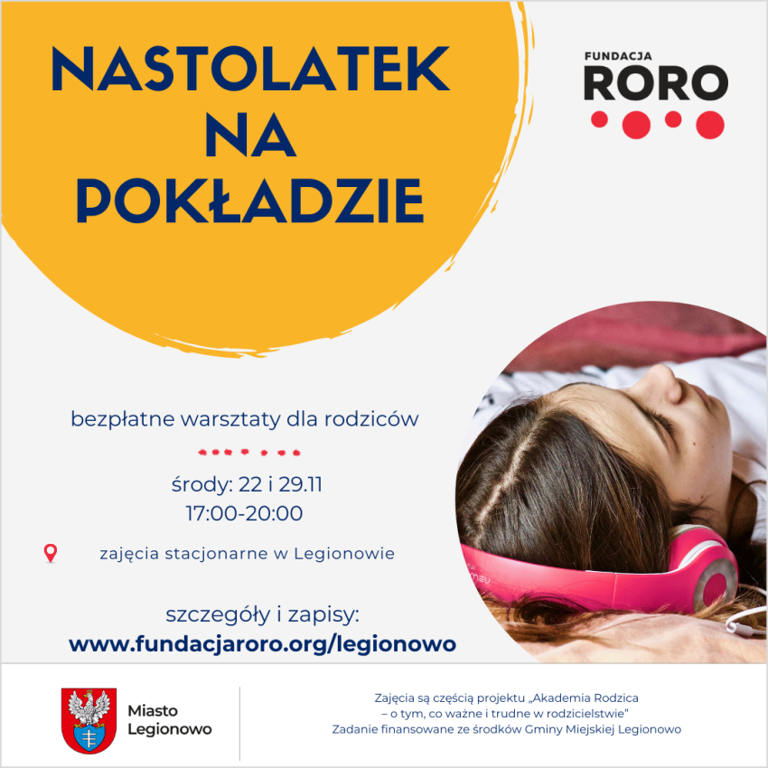 Plakat informujący o zajęciach dla rodziców