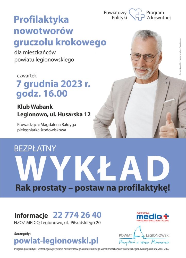 Plakat promujący wykład: Rak prostaty - postaw na profilaktykę!