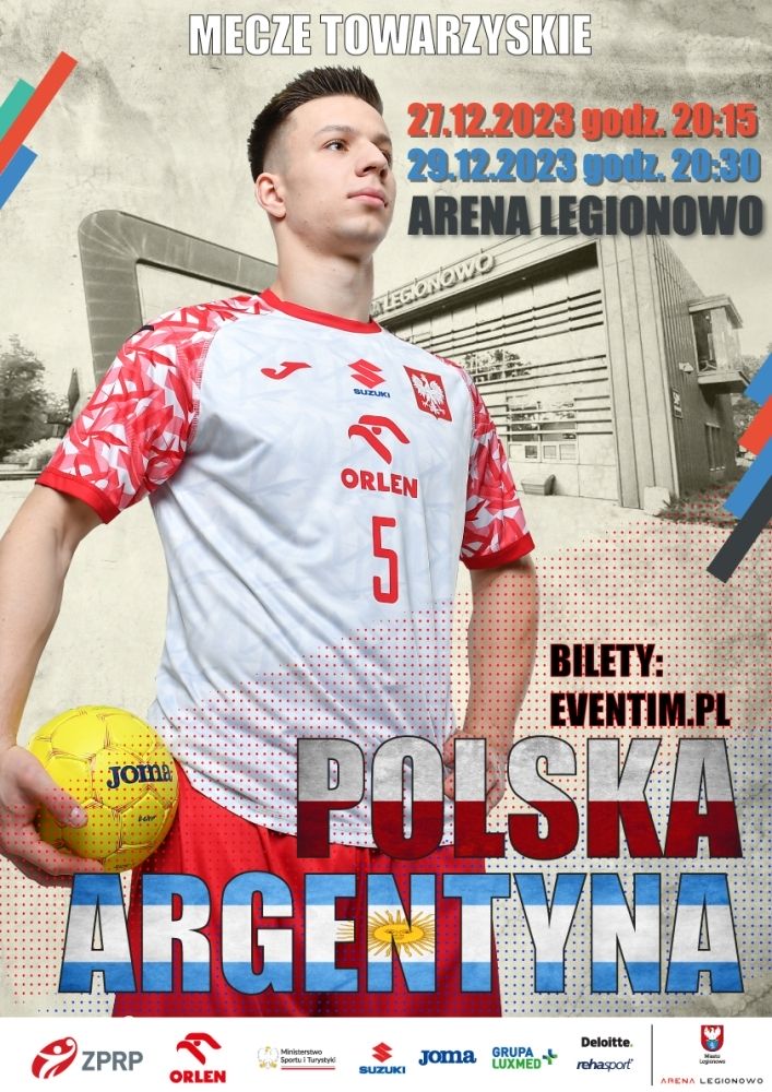 Plakat promoujący mecz piłki ręcznej Polska - Argentyna