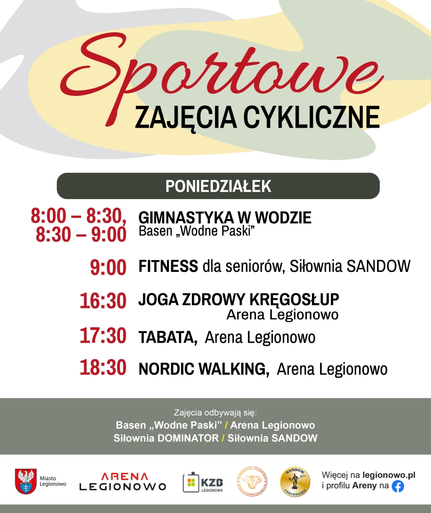 Grafika informująca o zajęciach w ramach Sportowe zajęcia cykliczne