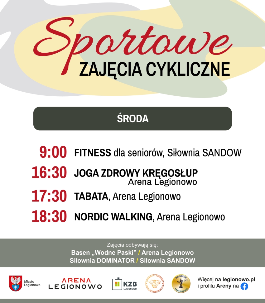 Grafika informująca o zajęciach w ramach Sportowe zajęcia cykliczne
