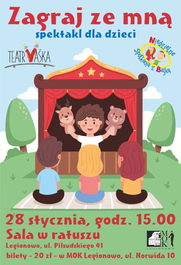 Plakat informujący o przedstawieniu dla dzieci
