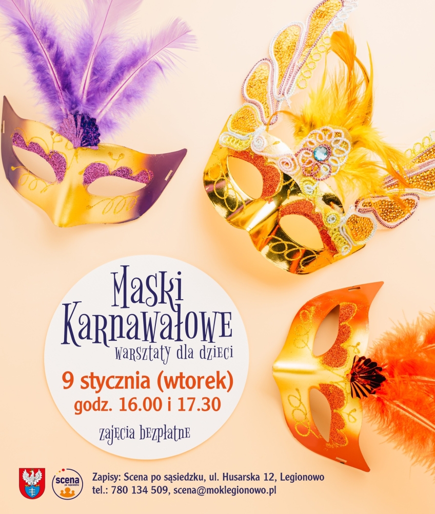 Plakat informujący o bezpłatnych warsztatch dla dzieci