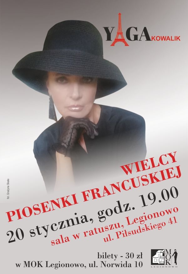 Plakat informujący o koncercie wielcy piosenki francuskiej