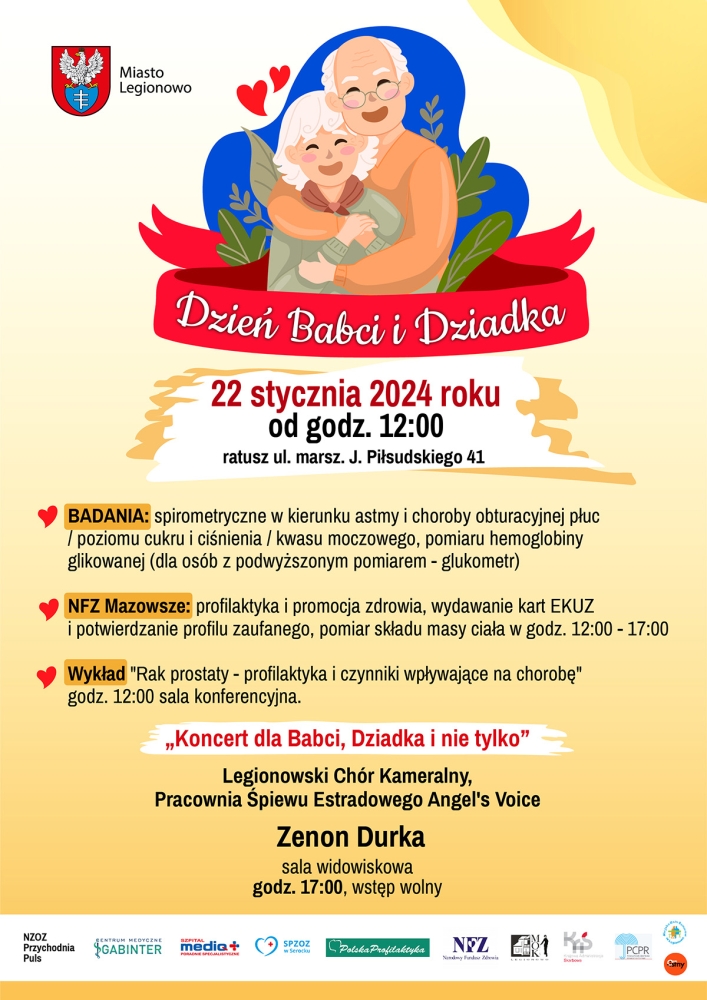Plakat promujący Dzień Babci i Dziadka w Legionowie