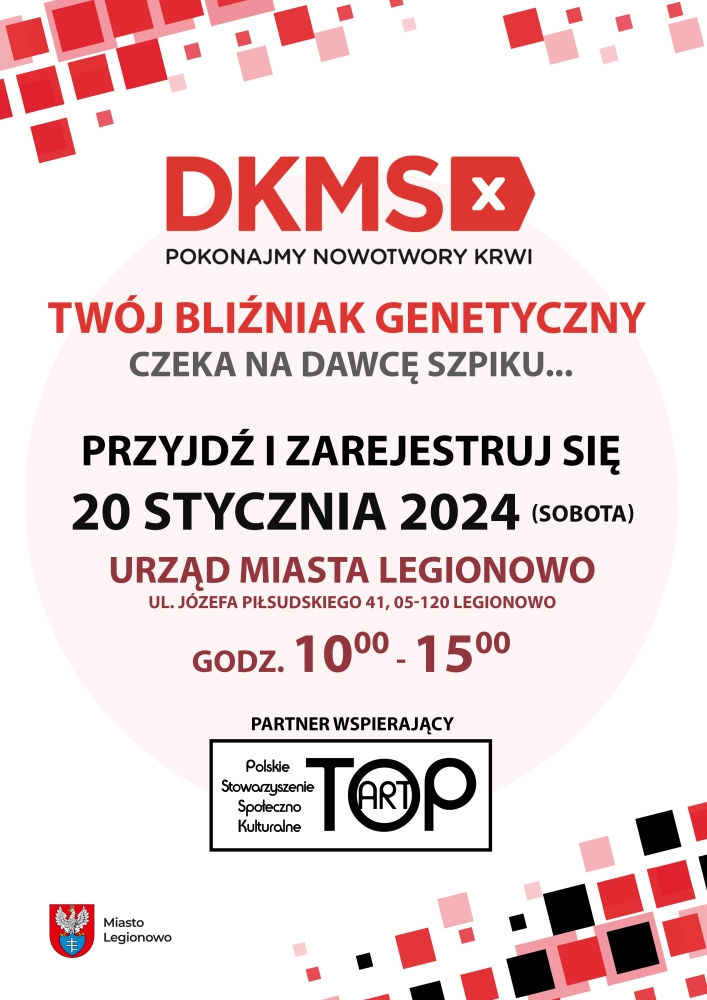 Plakat informujący o akcji rejestracji potencjalnych dawców szpiku kostnego