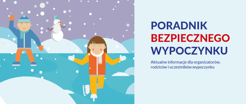 Baner z napisem: Poradnik bezpiecznego wypoczynku