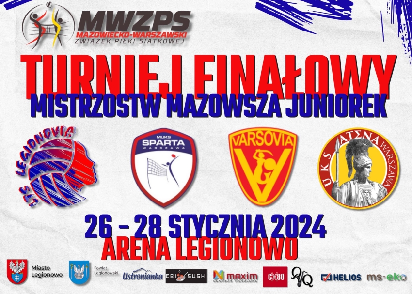 Plakat informujący o trunieju finałowym Mistrzostw Mazowsza Juniorek