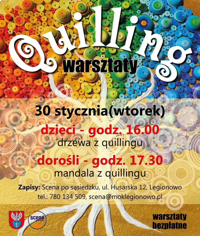 Plakat informujący o bezpłatnych warsztatach