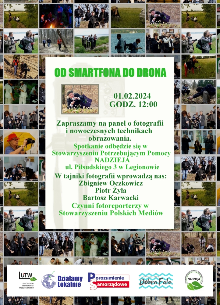Plakat promujący panel dyskusyjny o fotografii