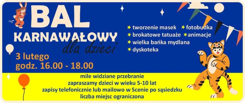 Plakat informujący o balu karnawałowym