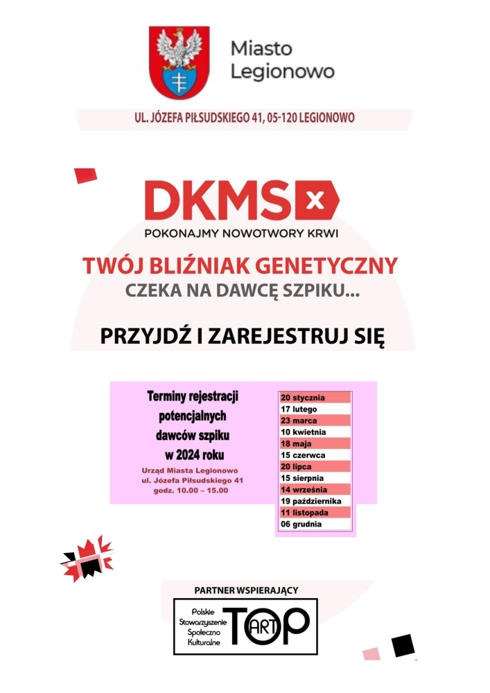 Plakat informujący o akcji rejestracji potencjalnych dawców szpiku kostnego