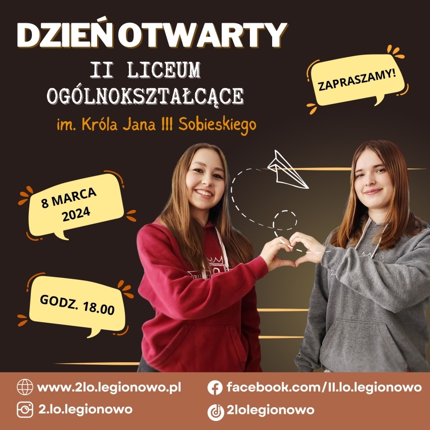 Plakat informujący o dniu otwartym w II LO