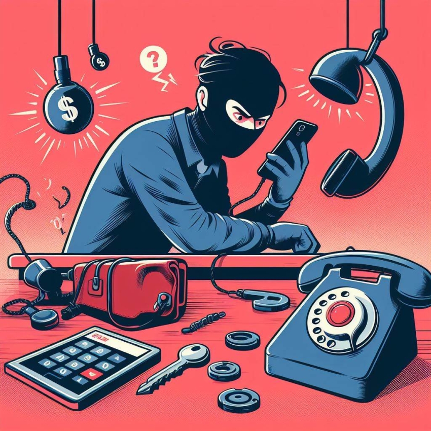 Na grafice telefon, złodziej