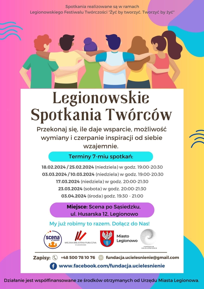 Plakat informujący o legionowskim spotkaniu twórców