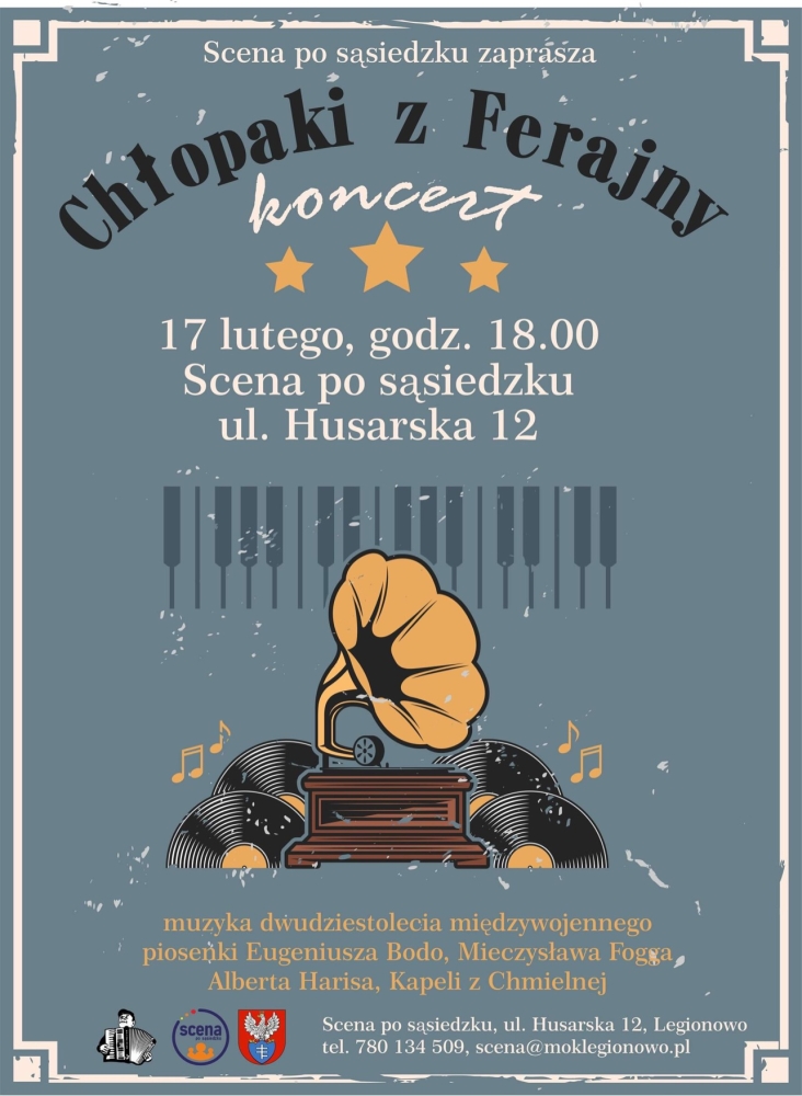 Plakat informujący o koncercie w scenie po sąsiedzku