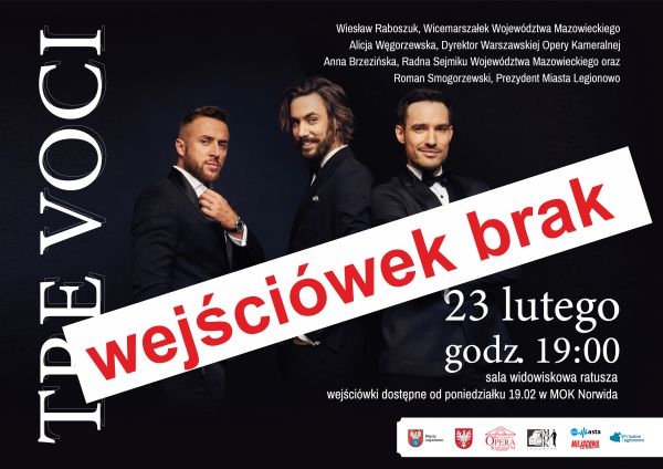 Plakat informujący o koncercie Tre Voci