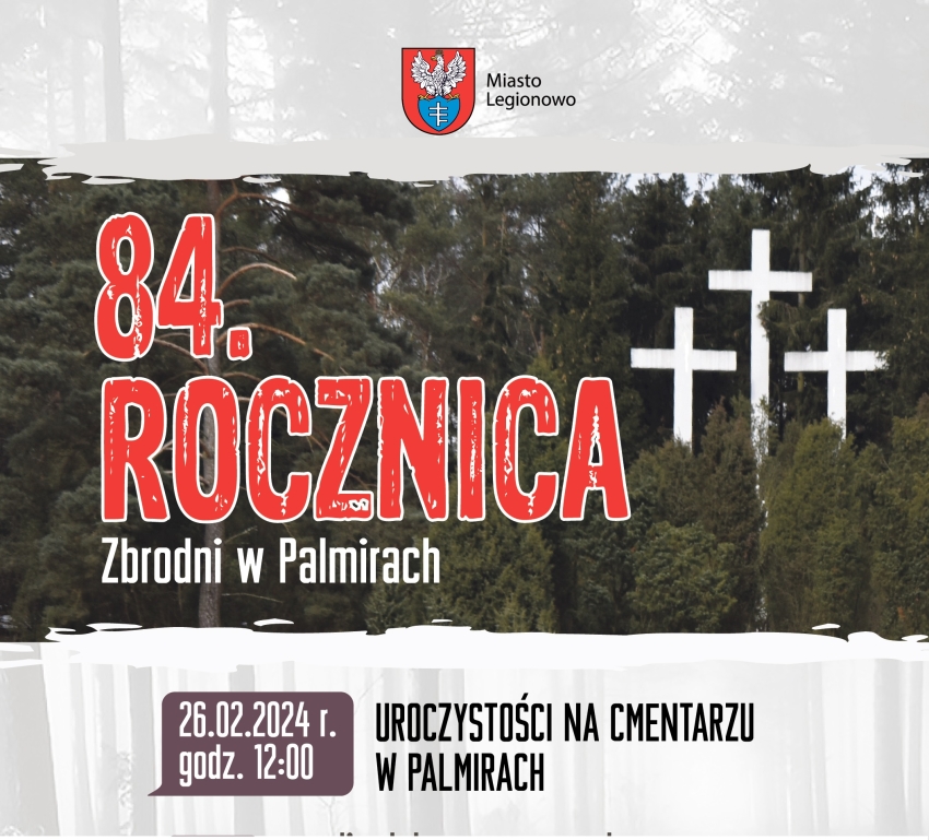 Plakat informujący o 84. rocznicy Zbrodni w Palamirach