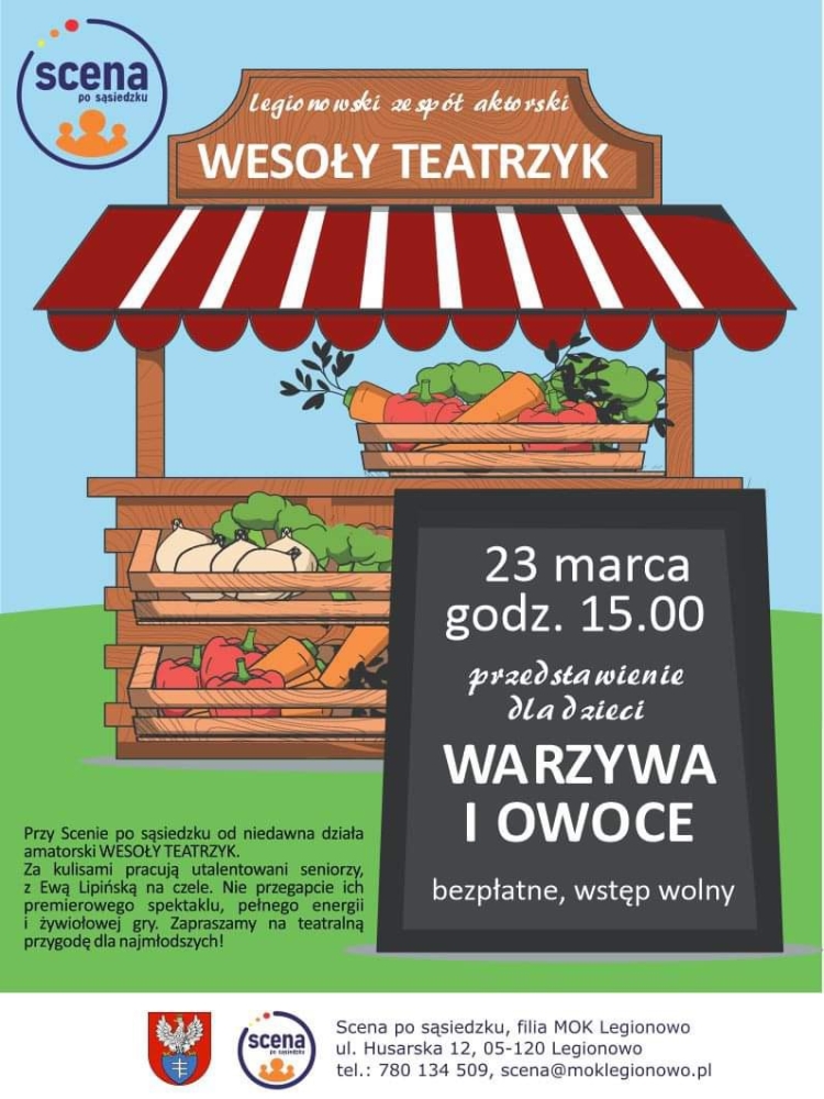 Plakat informujący o przedstawieniu dla dzieci