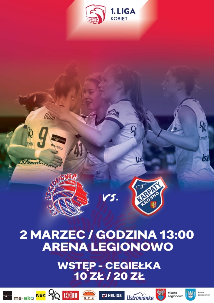 Plakat informujący o meczu LTS Legionovia -  Karpatami Krosno
