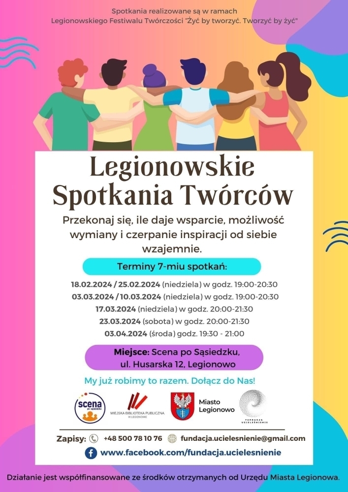 Plakat informujący o legionowskim spotkaniu twórców