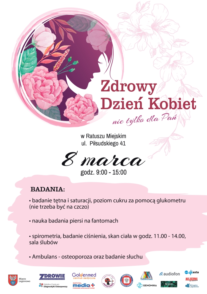 Palakt informujący o Zdrowym Dniu Kobiet 8 marca