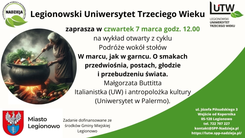Plakat informujący o wykładzie otwartym - W marcu, jak w garncu