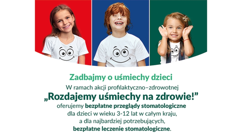 Napis informujący o akcji Rozdajemy uśmiechy na zdrowie