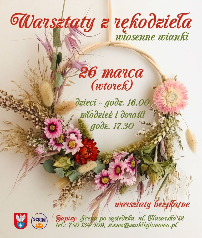 Plakat informujący o warsztatach z rękodzieła
