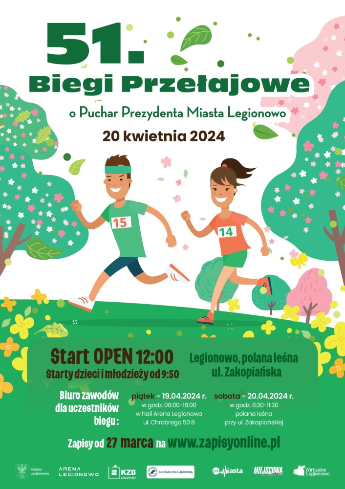 Plakat informujący o 51. biegach przełajowych