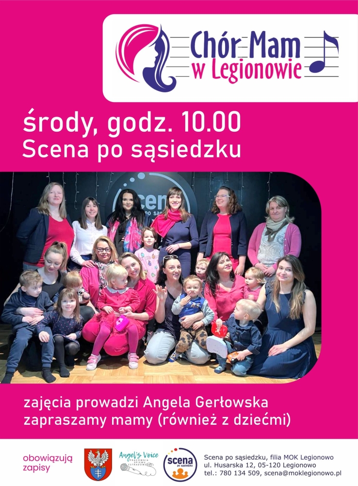 Plakat informujący o spotkaniach chóru mam