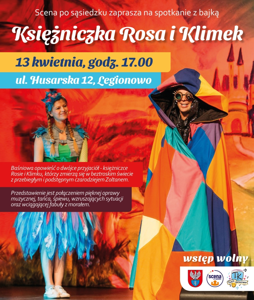 Plakat informujacy o przedstawieniu dla dzieci
