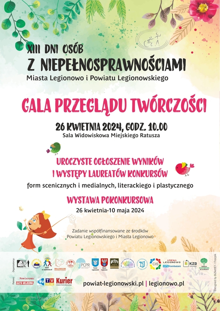 Plakat informujący o Gali Przeglądu Twórczości Osób z Niepełnosprawnościami