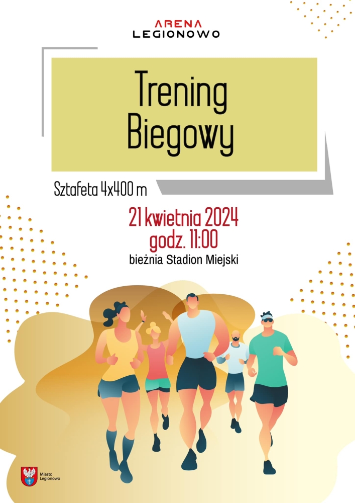 Plakat informujący o otwartym treningu biegowym