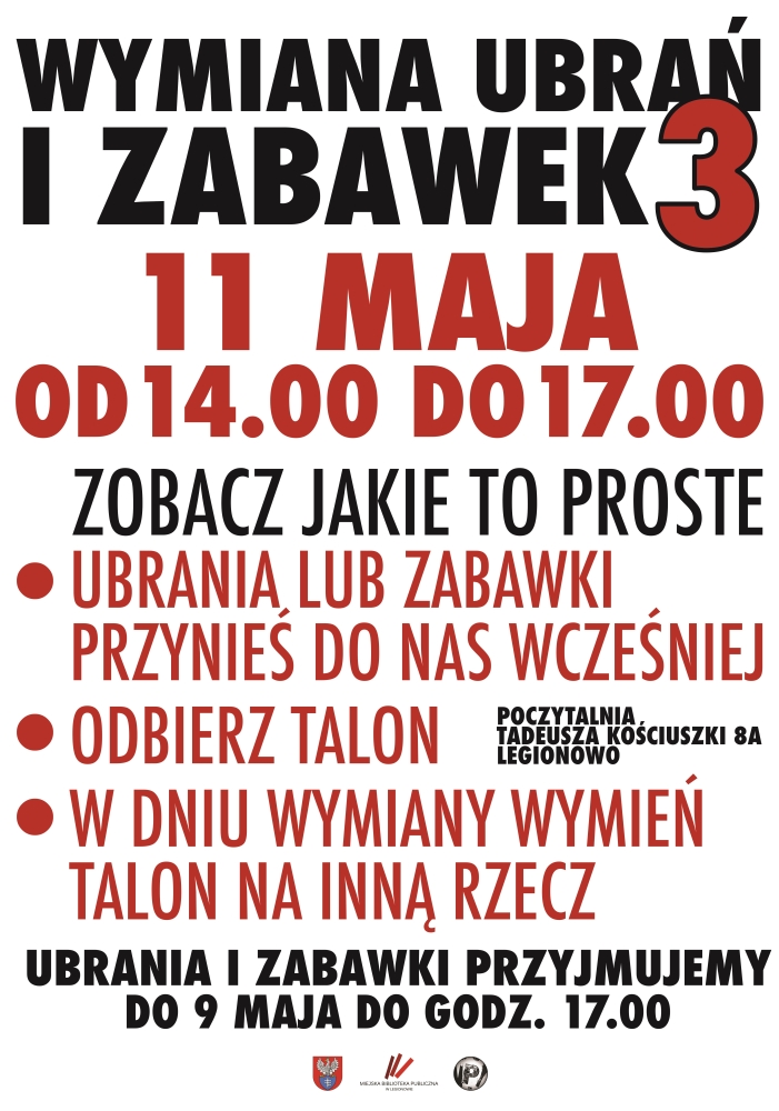 Plakat promujący Wymianę ubrań i zabawek