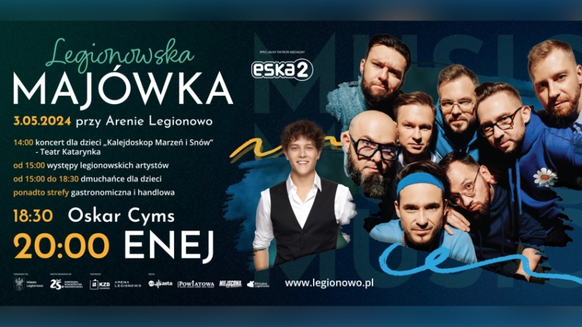 Plakat informujuący o majówce 2024 w Legionowie