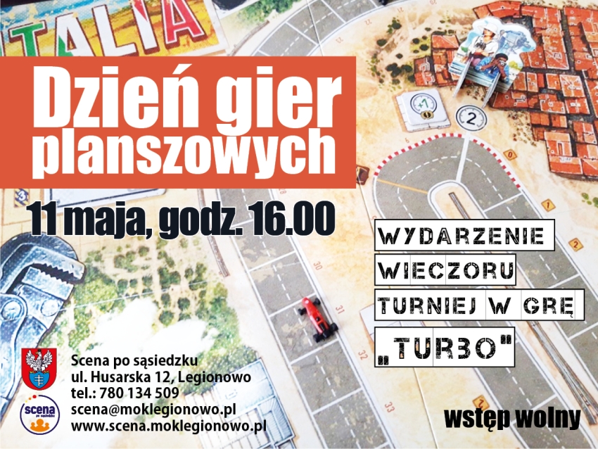 Plakat informujący o dniu gier planszowych