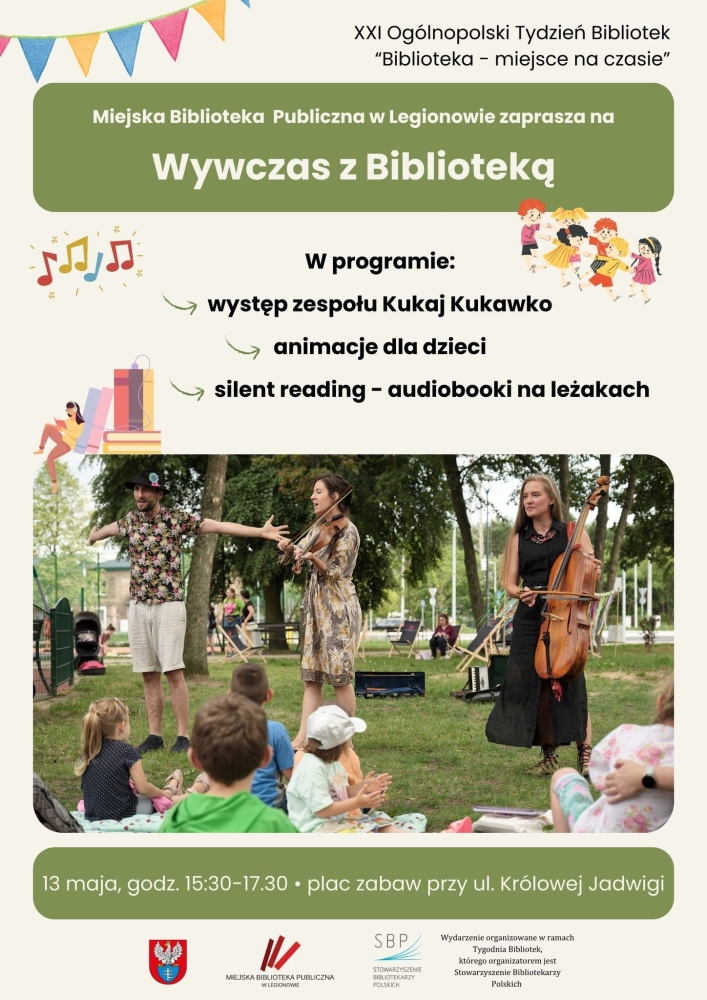 Plakat informujący o wydarzeniu Wywczas z biblioteką