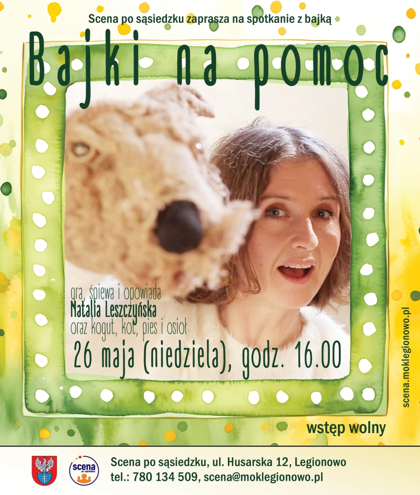 Plakat informujacy o wydarzeniu dla dzieci bajki na pomoc
