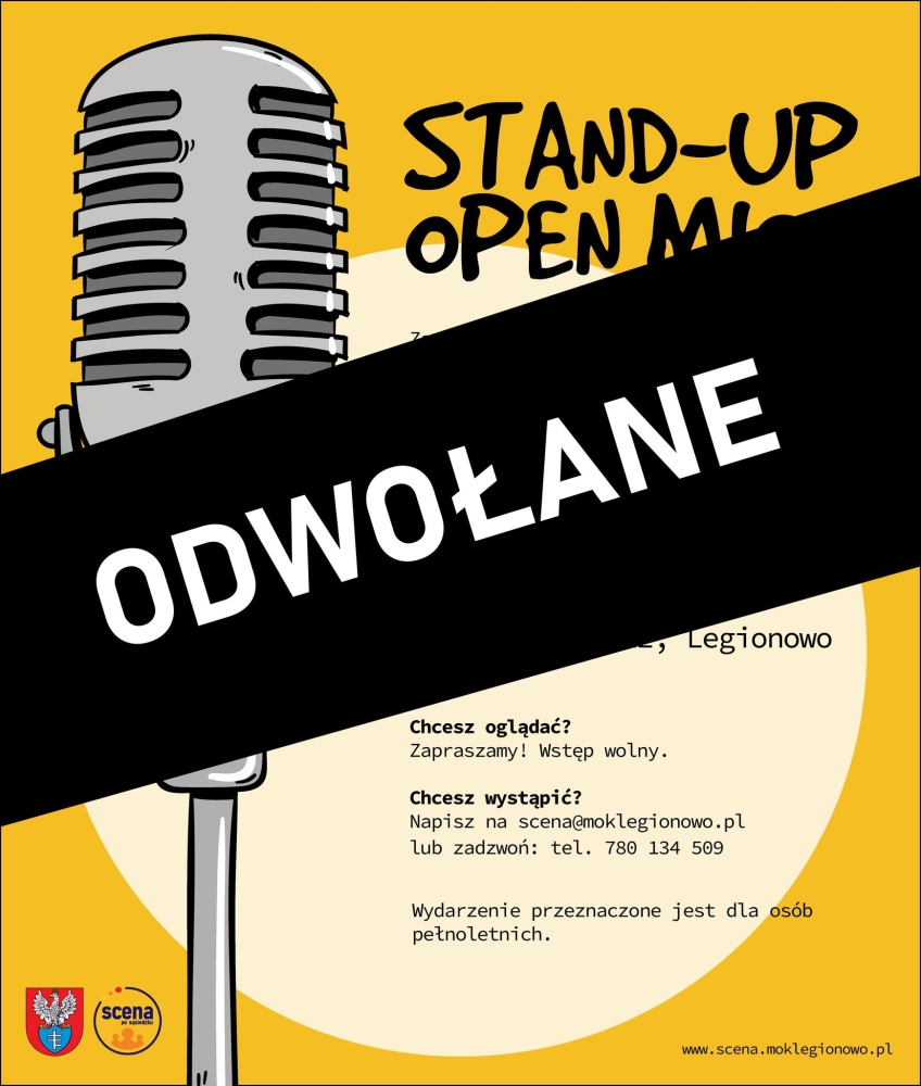 Plakat informujacy o pierwszej edycji stand-up open mic
